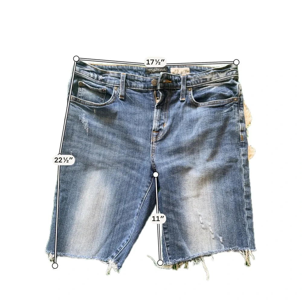 Aeropostale Mens Blue Distressed Cut-Off Denim Shorts‎ Medium Wash Size 32